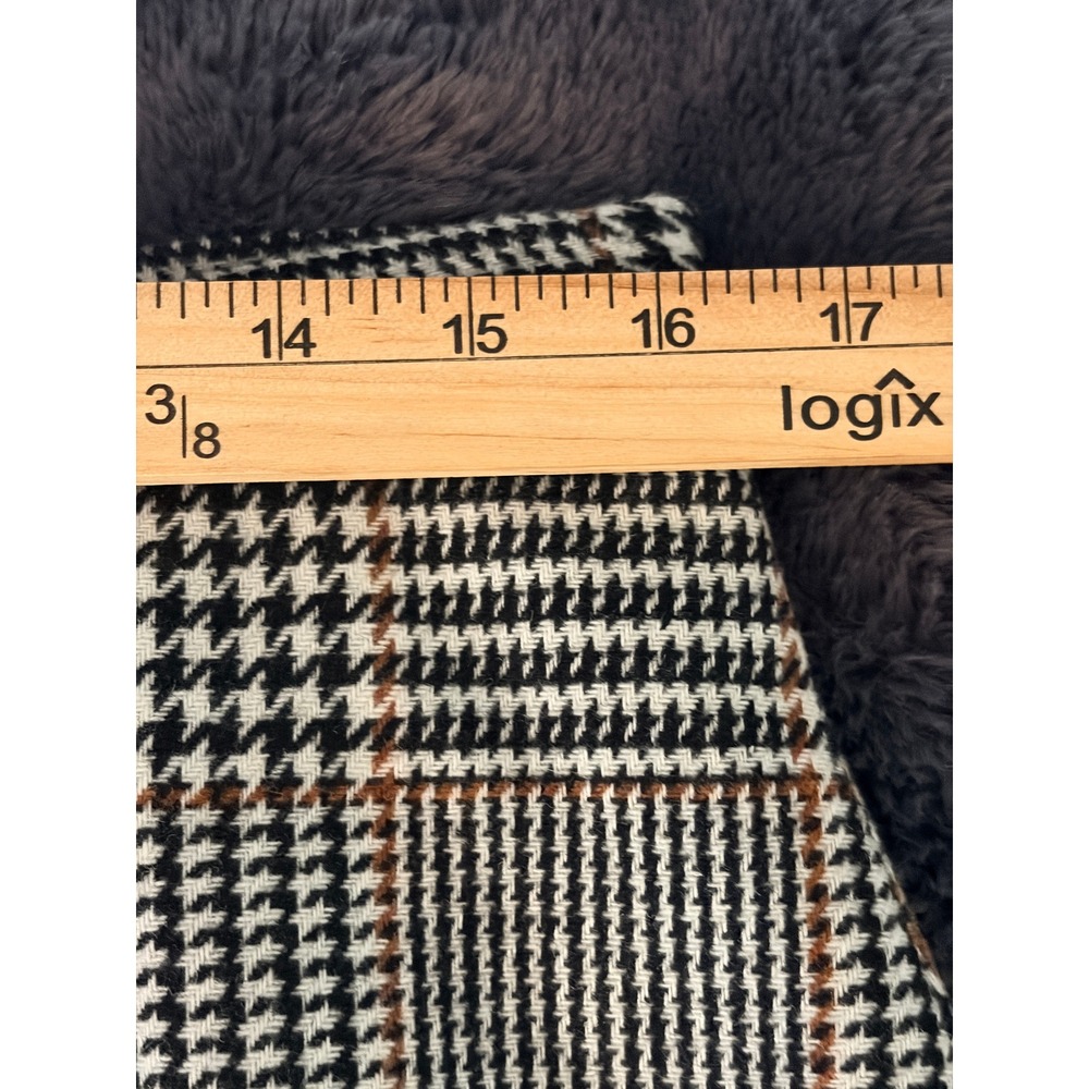 H&M Pencil Skirt 14 Black Tan Glen Plaid Midi Back Vent Academic Dark Academia - Picture 4 of 12